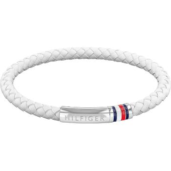 Tommy Hilfiger Brățară albă din piele cu închizătoare din oțel 2790405