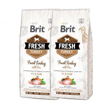 Pachet 2 x Brit Fresh Turkey and Pea Light Fit and Slim 12 kg