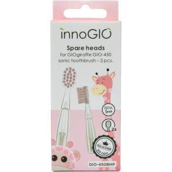 innoGIO GIOGiraffe Spare Heads for Sonic Toothbrush Capete de schimb pentru baterie sonic periuta de dinti pentru copii Pink 2 buc