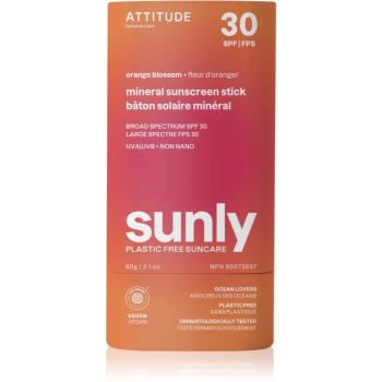 Attitude Sunly Sunscreen Stick Crema de soare cu minerale stick SPF 30 Orange Blossom 60 g