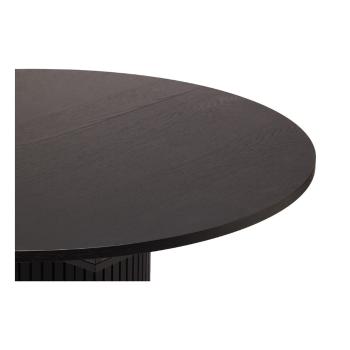 Masă de dining rotundă neagră extensibilă cu aspect de lemn de stejar ø 115 cm Malaga – Bonami Selection