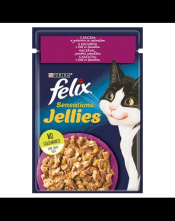 FELIX Sensations Jellies Hrana umeda cu rata si spanac in jeleu pentru pisici adulte 26x85g