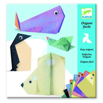 Set 16 hârtii origami cu instrucțiuni Djeco Polar