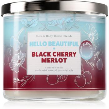 Bath & Body Works Hello Beautiful + Black Cherry Merlot lumânare parfumată 411 g