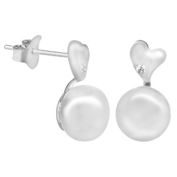 JwL Luxury Pearls Cercei perla cu perla alba si zirconi JL0397