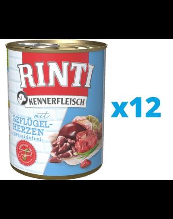 RINTI Kennerfleisch Poultry hearts 12 x 400 g hrana caini, cu inimi de pasare