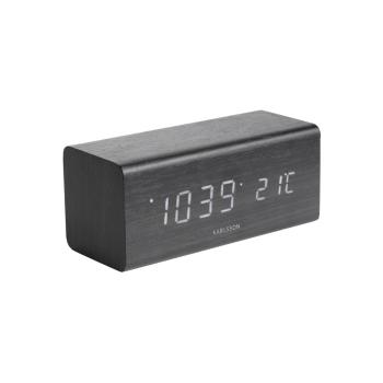 Ceas alarmă cu aspect de lemn Karlsson Cube, 16 x 7,2 cm, negru
