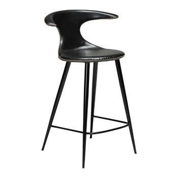 Scaun bar din piele artificială DAN–FORM Denmark Flair, negru, înălțime 90 cm