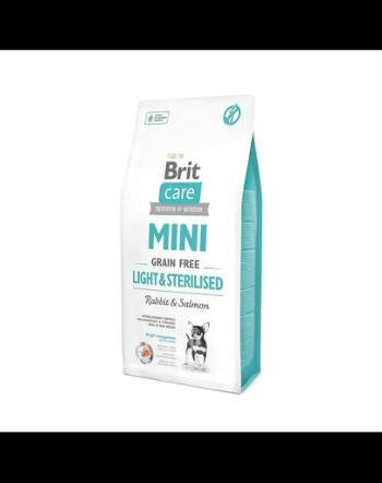 BRIT Care Grain Free Mini Light&amp;Sterilised hrana uscata caini adulti talie mica cu tendinta de ingrasare, somon si iepure 14 kg (2 x 7 kg)