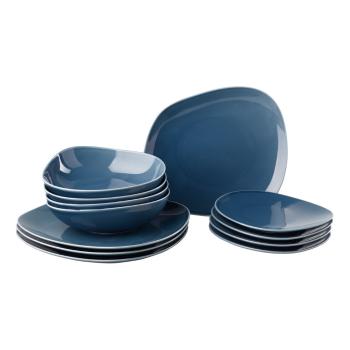 Set farfurii din porțelan 12 piese Villeroy & Boch Like Organic, albastru deschis