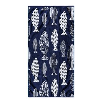 Prosop de plajă albastru închis 90x180 cm Fish – DecoKing