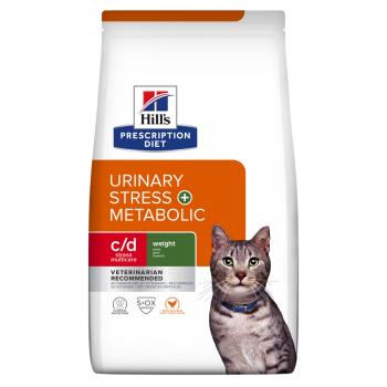 HILL'S Prescription Diet c/d Urinary Stress + Metabolic, Pui, dietă veterinară pisici, hrană uscată, sistem urinar, sistem nervos & calmante, metabolism (obezitate si diabet), 8kg