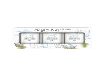 Yankee Candle Set de lumânări votive in sticlă Clean Cotton 3 x 37 g