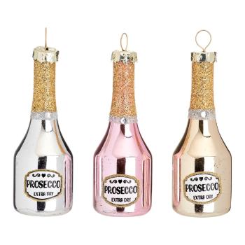 Ornamente de Crăciun 3 buc. din sticlă Prosecco – Sass & Belle