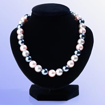 Colier cu perle - gri-lila - Mărimea L 45 cm
