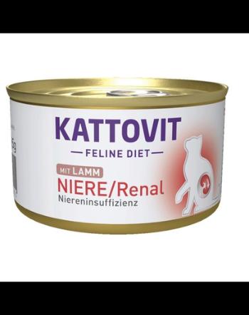 KATTOVIT Feline Diet Niere/Renal Lamb hrana umeda dietetica pentru pisici cu afectiuni ale rinichilor, cu miel 85 g