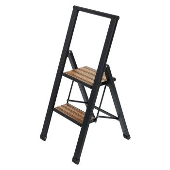 Scară pliabilă cu înveliș antiderapant din aluminiu Wenko Stepladder II, negru