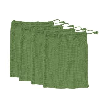 Set 4 săculeți pentru gustări Ladelle Eco din bumbac reciclat, 30x40 cm, verde