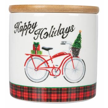 Recipient pentru alimente cu capac din bambus de Crăciun Villa d'Este Xmas Bike, 470 ml