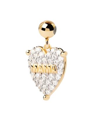 PDPAOLA Pandantiv placat cu aur Inimă cu pietre de zircon Mama Charms CH01-076-U