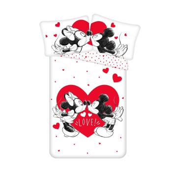 Lenjerie pat pentru copii Mickey and Minnie Love05 din bumbac, 140 x 200 cm, 70 x 90 cm