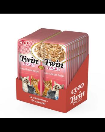 INABA Twin ton cu pui in supa pentru pisici 24x40 g