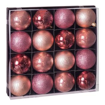 Set 16 decorațiuni de Crăciun Unimasa Copper, roz