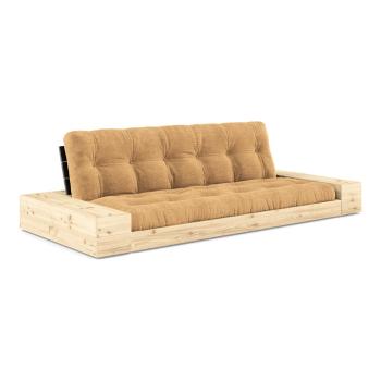 Canapea galben-muștar-maro deschis extensibilă cu tapițerie din catifea reiată  244 cm Base – Karup Design