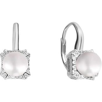 JwL Luxury Pearls Cercei din argint cu perlă albă și zirconii JL0594
