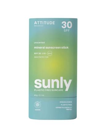 Attitude Stick de protecție minerală pentru corp fără parfum SPF 30 Sunly (Mineral Sunscreen Stick) 60 g