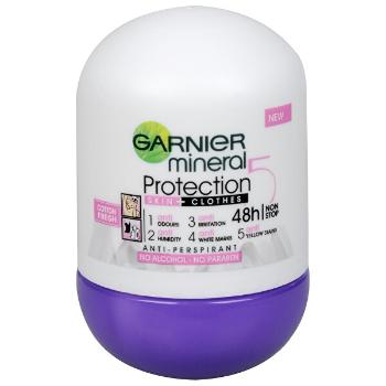 Garnier Antiperspirant roll-on mineral pentru femei 5 Protection Cotton Fresh 48h,  50 ml