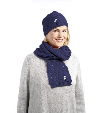 Caciula tricotata Finny - albastru - Mărimea 20 x 23 cm