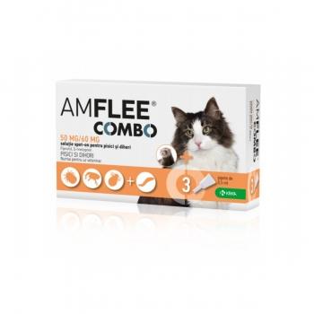 AMFLEE Combo Cat, spot-on, soluție antiparazitară, pisici si dihori, 3 pipete