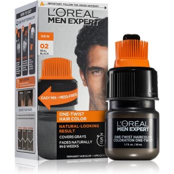 L’Oréal Paris Men Expert One Twist culoare par cu aplicator pentru bărbați 02 Real Black