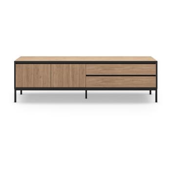 Masă TV în culoare naturală cu aspect de lemn de stejar 180x55 cm Lorenza – Marckeric