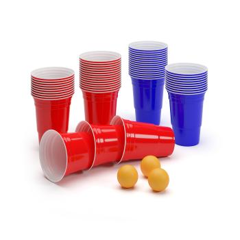 BeerCup Nadal 16 Oz, un set de pahare de petrecere roșii și albastre, în două culori, inclusiv mingi și reguli