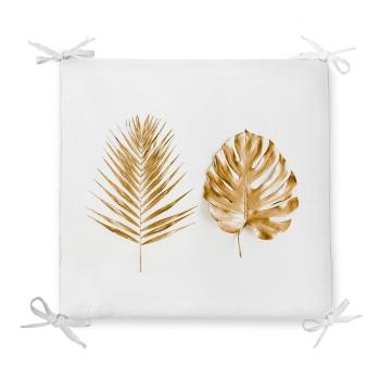 Pernă de scaun din amestec de bumbac Minimalist Cushion Covers Golden Leaves, 42 x 42 cm