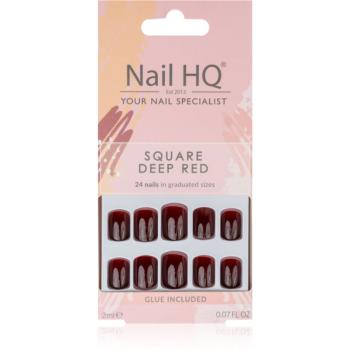 Nail HQ Square unghii artificiale Deep Red 24 buc