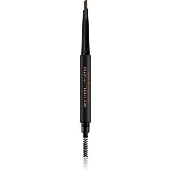 Makeup Revolution Duo Brow Definer creion sprâncene precise culoare Medium Brown 0,25 g