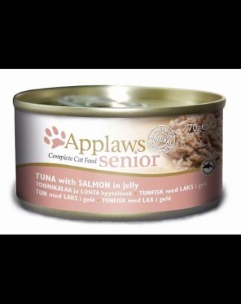 APPLAWS Senior hrana umeda pentru pisici senioare, cu somon si ton 70 g x 12 (10+2 GRATIS)