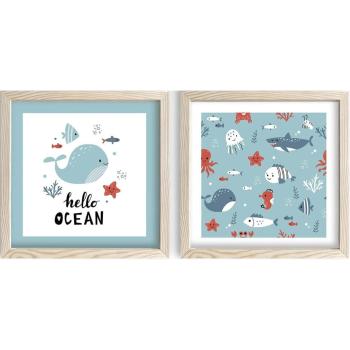 Tablouri pentru copii 2 buc. 33x33 cm Hello Ocean - Wallity