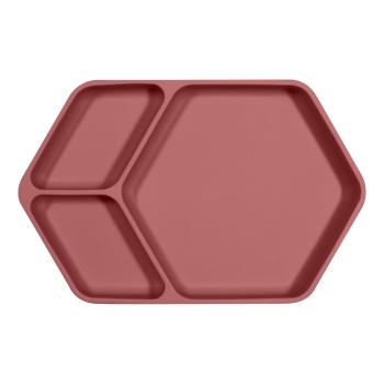 Farfurie pentru copii din silicon Kindsgut Squared, 25 X 16 cm, roșu