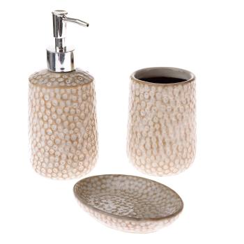 Set de accesorii de baie bej din ceramică – Dakls