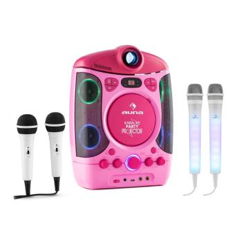Auna KARA PROJECTURA PINK + karaoke set DAZZL MIC, microfon, lumini led