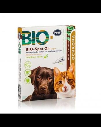 PESS BIO Spot-on picaturi protectie anti-capuse, purici pentru caini mici si pisici 4x1 g cu ulei de neem
