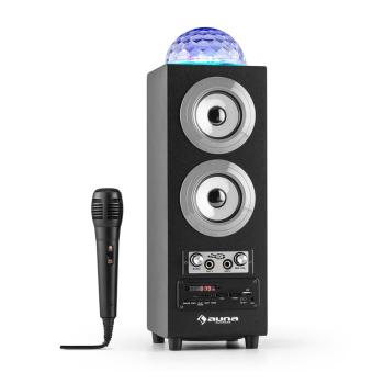 Auna Discostar argintiuportabil 2.1 Bluetooth Speaker USB SD FM AUX LED Jelly Ball baterie portabila incl. Microfon