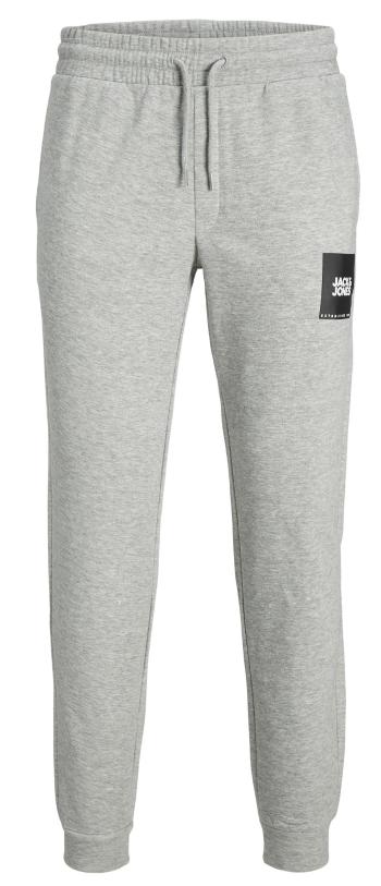 Jack&Jones Pantaloni de trening pentru bărbați JPSTGORDON Comfort Fit 12213281 Light Grey Melange BLACK/WHITE PRINT S