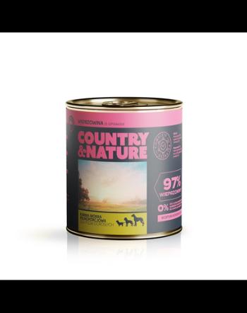 COUNTRY&amp;NATURE Hrana umeda caini, fara cereale, cu porc si spanac 410 g