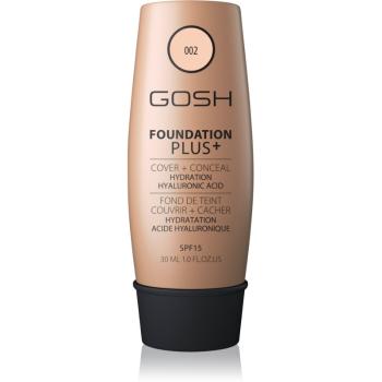 Gosh Foundation Plus+ machiaj hidratant și natural de acoperire SPF 15 culoare 002 Ivory 30 ml