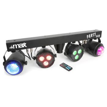 MAX LED PartyBar 2xPAR-RGBW-LEDs + RGBW-Jellball inclusiv stativ și telecomandă IR